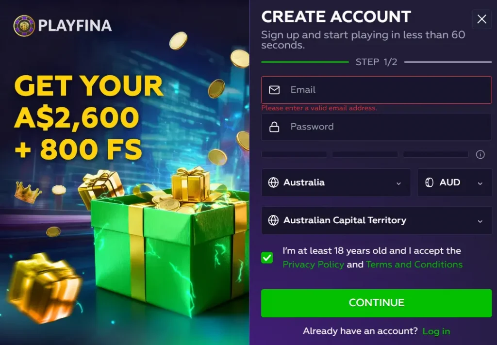Playfina Registration